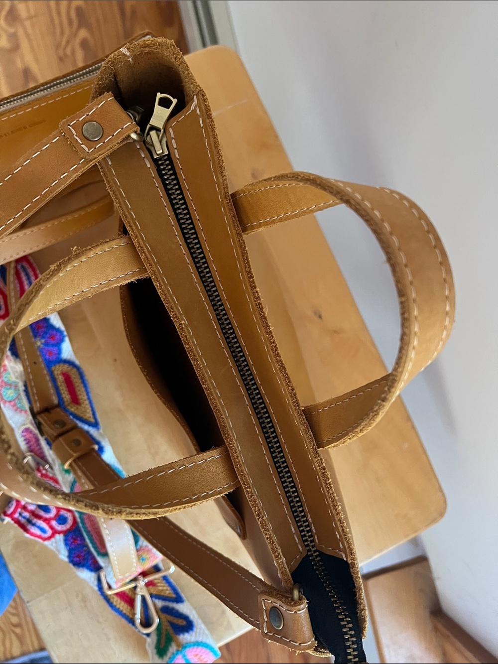 Sunflower Mini Zip Top Tote Bag from Portland Leather ๐ป - Picture 5 of 7